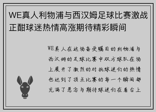WE真人利物浦与西汉姆足球比赛激战正酣球迷热情高涨期待精彩瞬间