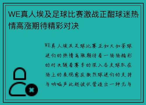 WE真人埃及足球比赛激战正酣球迷热情高涨期待精彩对决